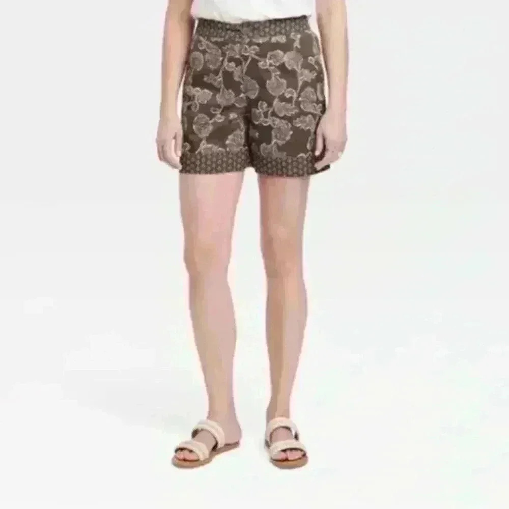 Women's High-Rise Relaxed Fit Pull-On Shorts - Knox Rose Brown Floral XXL